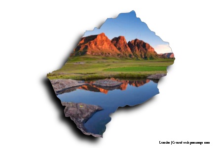 Sehlabathebe Ulusal Parkı (Lesotho haritası üzerinde)
