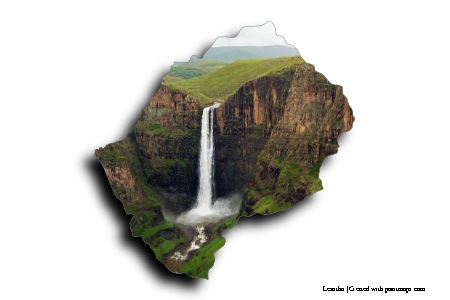 Maletsunyane Şelalesi (Lesotho haritası üzerinde)