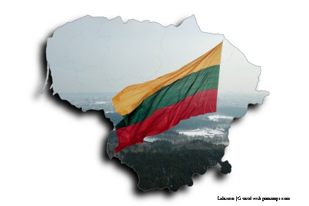 Flag of Lithuania (on Lithuania map)