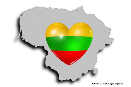 Lithuania Flag Heart (on Lithuania map)