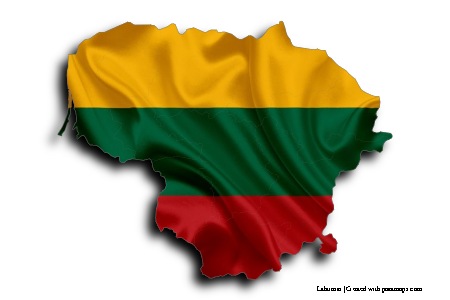 Flag of Lithuania (on Lithuania map)
