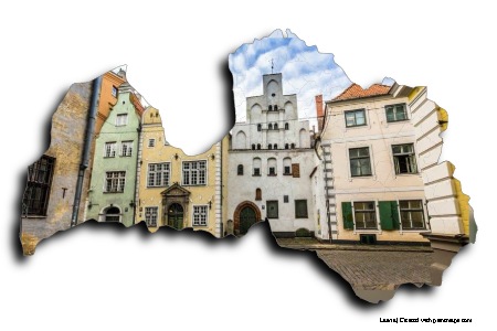 Riga Üç Kardeşler Evleri (Letonya haritası üzerinde)
