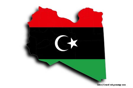 Lİbya Bayrağı (Libya haritası üzerinde)