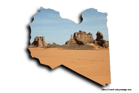 Acacus Dağları (Libya haritası üzerinde)