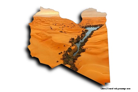 Ubari Çölü (Libya haritası üzerinde)