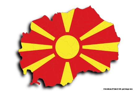 Kuzey Makedonya Bayrağı (Makedonya haritası üzerinde)