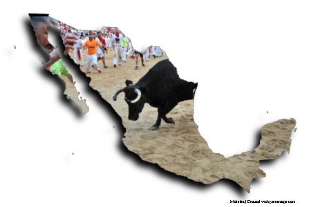 Bullwrestling (on Mexico map)