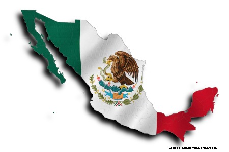 Flag of Mexico (on Mexico map)