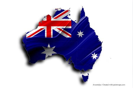 Bendera Australia (di peta Australia)