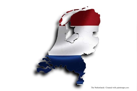 Flag of the Netherlands (on The Netherlands map)