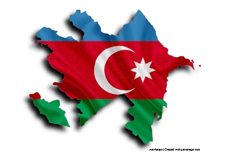 Azerbeycan Bayrağı (Azerbeycan haritası üzerinde)