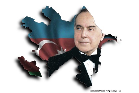 Haydar Aliyev (Azerbeycan haritası üzerinde)