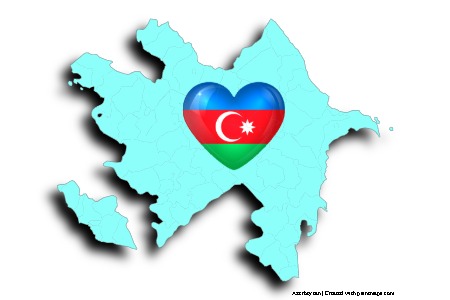 Azerbeycan Bayrağı - Kalp (Azerbeycan haritası üzerinde)