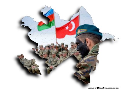 Azerbeycan Askerleri (Azerbeycan haritası üzerinde)