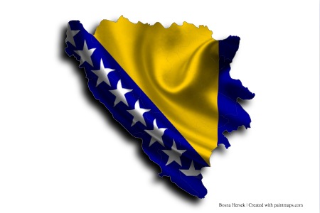 Bosna-Hersek Bayrağı (Bosna Hersek haritası üzerinde)
