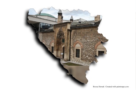 Gazi Hüsrev Bey Okulu (Bosna Hersek haritası üzerinde)