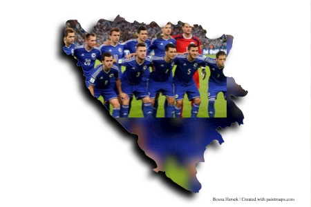 Bosna-Hersek Milli Takımı (Bosna Hersek haritası üzerinde)