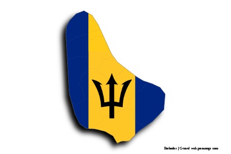 Barbados Bayrağı (Barbados haritası üzerinde)