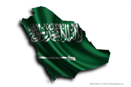 Flag of Saudi Arabia (on Saudi Arabia map)