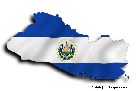 Flag of El Salvador (on El Salvador map)
