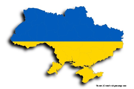 Bandera de ucrania (en el mapa de Ucrania)