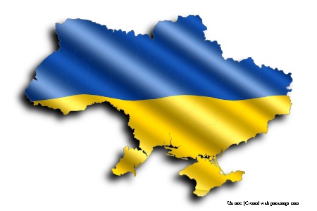 Bandera de ucrania (en el mapa de Ucrania)