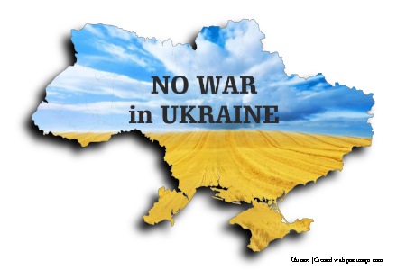 No a la guerra en Ucrania (en el mapa de Ucrania)