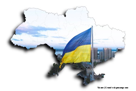 Bandera de ucrania (en el mapa de Ucrania)