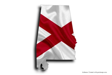 Bandera de Alabama (en el mapa de Alabama)