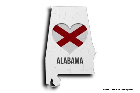 Me encanta Alabama (en el mapa de Alabama)
