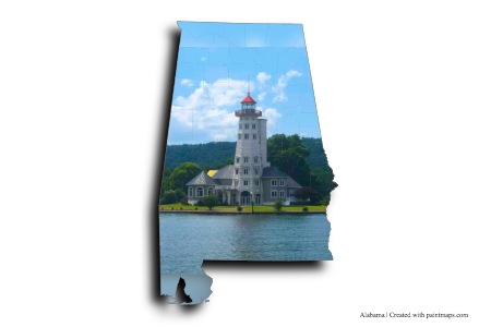 Lago Guntersville (en el mapa de Alabama)