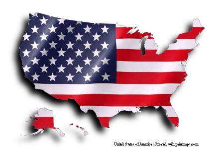 Bendera Amerika (di peta Amerika Serikat)