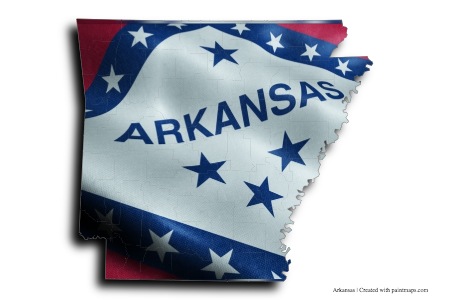Flag of Arkansas (on Arkansas map)