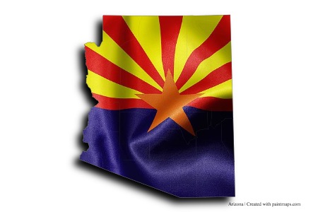 Flag of Arizona (on Arizona map)