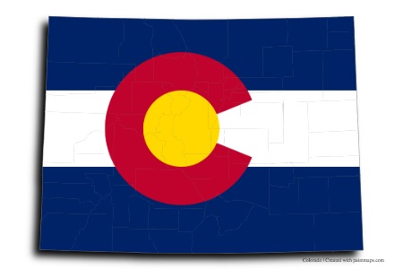 Flag of Colorado (on Colorado map)