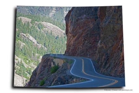 San Juan Skyway Scenic Byway and the Million Dollar Highway (on Colorado map)