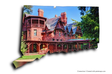 Mark Twain Evi (Connecticut haritası üzerinde)