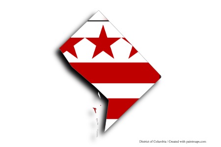 Columbia eyalet bayrağı (Columbia Bölgesi haritası üzerinde)