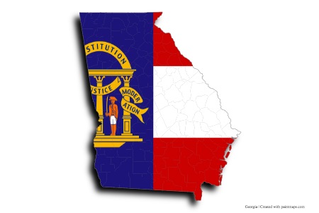Bandera de Georgia (en el mapa de Georgia)