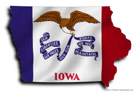 Flag of Iowa (on Iowa map)