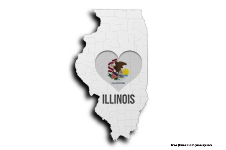 Me encanta Illinois (en el mapa de Illinois)