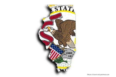 Bandera de Illinois (en el mapa de Illinois)