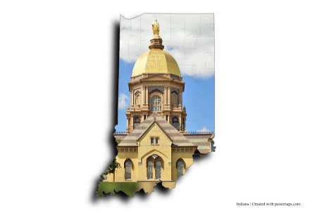 Universidad de Notre Dame (en el mapa de Indiana)