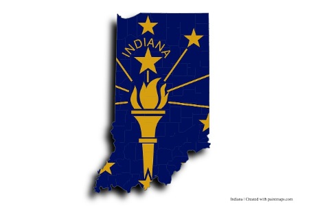 Bandera de Indiana (en el mapa de Indiana)