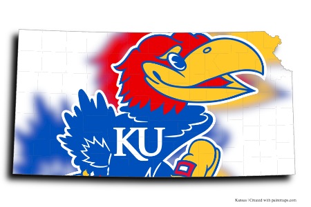 Kansas Jayhawks (en el mapa de Kansas)