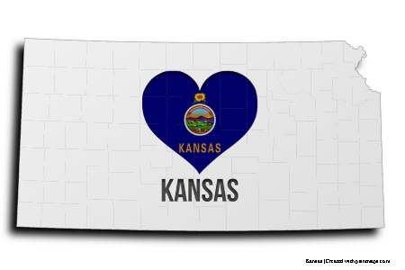 Me encanta Kansas (en el mapa de Kansas)