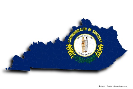 Flag of Kentucky (on Kentucky map)