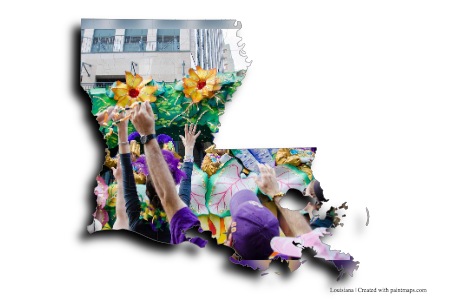 Mardi Gras (Louisiana haritası üzerinde)