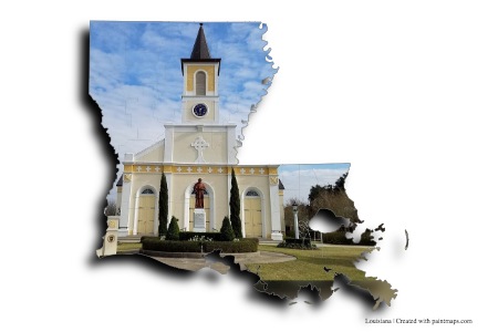 St. Martin de Tours Katolik Kilisesi (Louisiana haritası üzerinde)