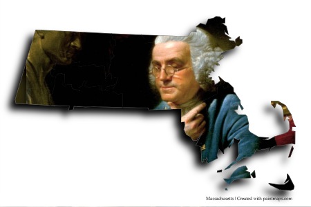 Benjamin Franklin (Massachusetts haritası üzerinde)